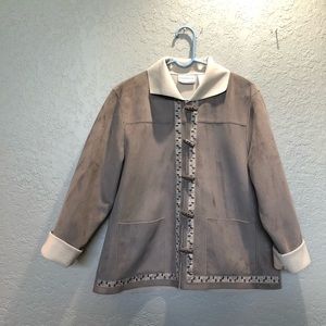 Alfred Dunner Faux Suede Horn Button Jacket - Size 12p